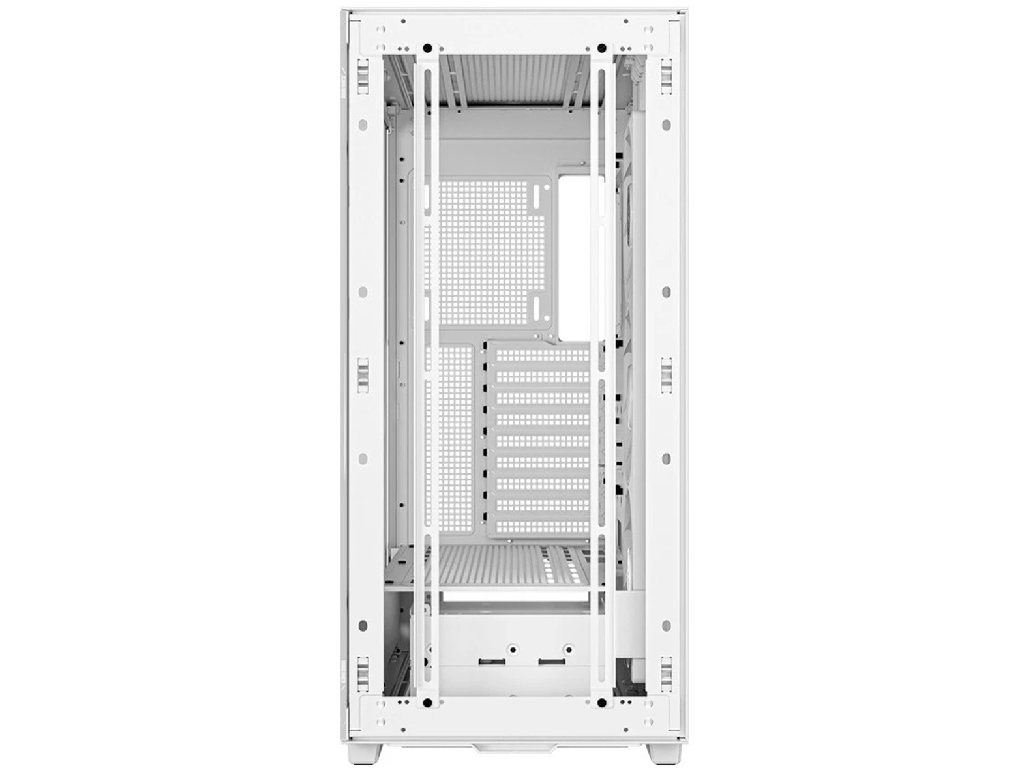 DEEPCOOL "MORPHEUS WHITE" ATX Case, Reconfigurable Chasis, Modular Single/Dual Chamber with Side-Window, Tempered Glass Side Front Mesh panel, without PSU, Pre-installed 420mm unit (3x140mm PWM ARGB fans), Vertical GPU mount, Dual Real-Time Digital Display, 1XType-C, 4xUSB3.0, Audio, LED, White - миниатюра 8