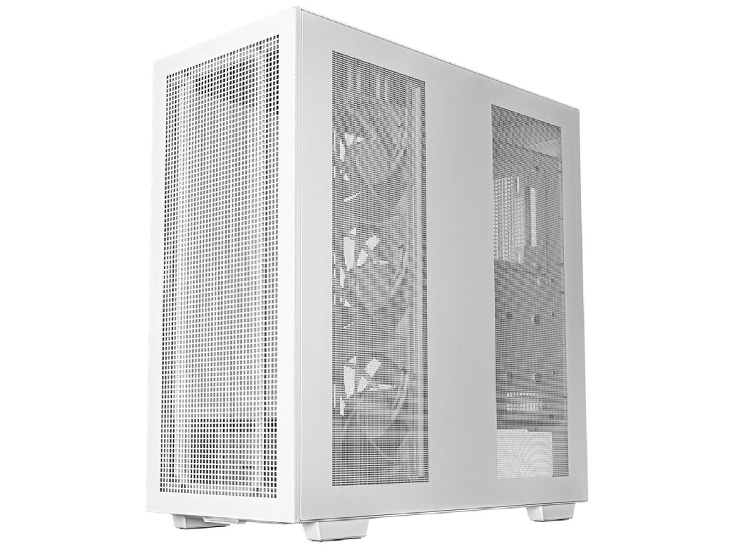 DEEPCOOL "MORPHEUS WHITE" ATX Case, Reconfigurable Chasis, Modular Single/Dual Chamber with Side-Window, Tempered Glass Side Front Mesh panel, without PSU, Pre-installed 420mm unit (3x140mm PWM ARGB fans), Vertical GPU mount, Dual Real-Time Digital Display, 1XType-C, 4xUSB3.0, Audio, LED, White - миниатюра 4