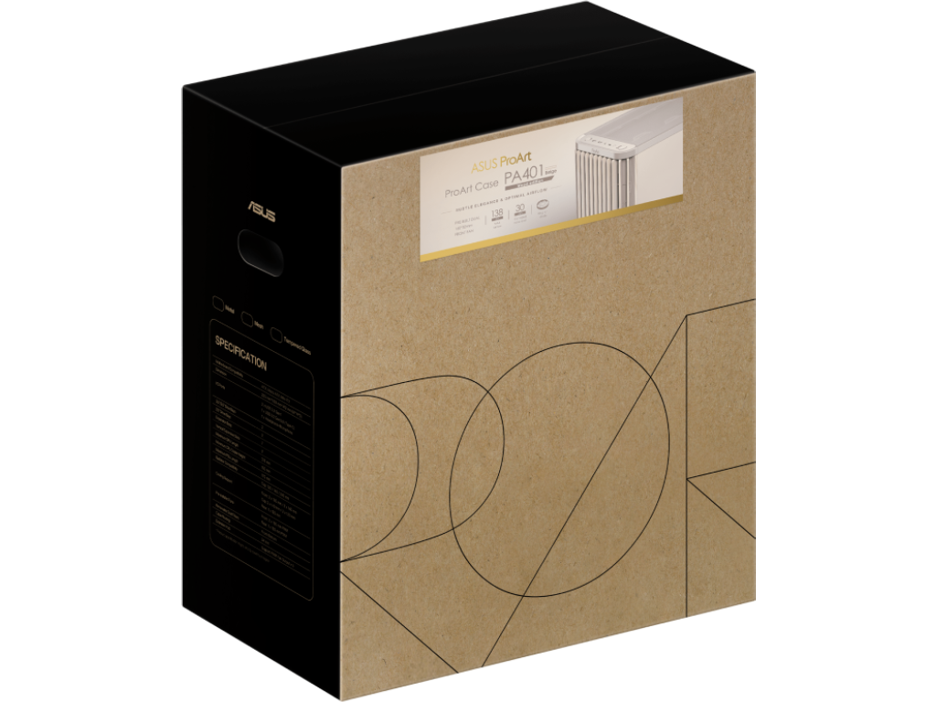 Case ATX ASUS ProArt PA401 Wood Edition Beige - Mesh Pa Panel No Psu Mesh Panel Side 2X160 Mm Fans Front 1X120 Mm Fan Rear 2XUSB 32 GEN1 USB 32 GEN2 Type C Audioout Mic Carcasakorpus - миниатюра 10