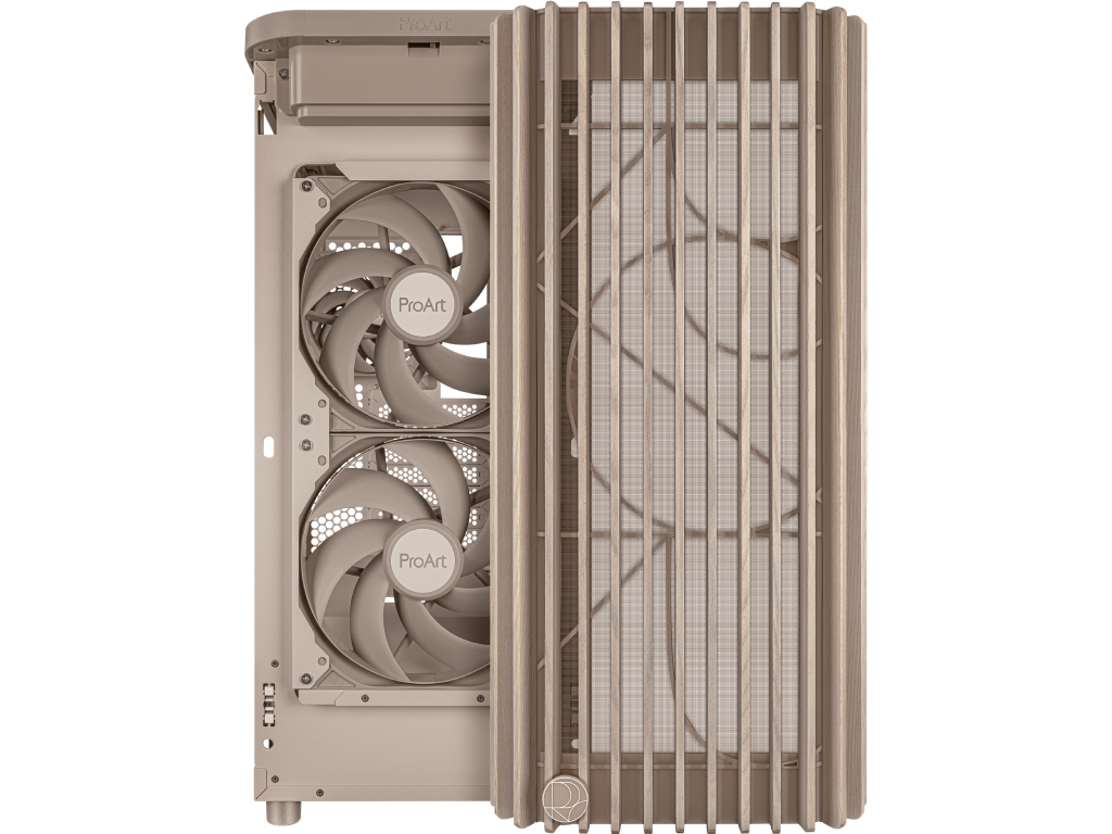 Case ATX ASUS ProArt PA401 Wood Edition Beige - Mesh Pa Panel No Psu Mesh Panel Side 2X160 Mm Fans Front 1X120 Mm Fan Rear 2XUSB 32 GEN1 USB 32 GEN2 Type C Audioout Mic Carcasakorpus - миниатюра 7