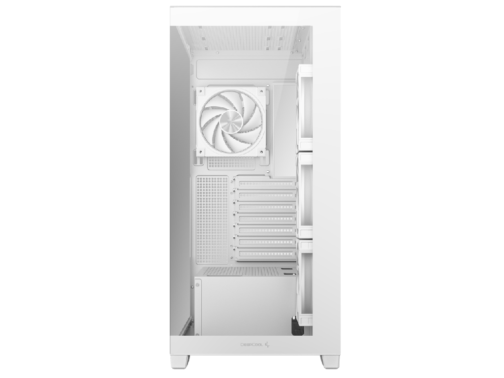 DEEPCOOL ”CG580 4F V2 WH” ATX Case, Picturesque single-chamber panoramic case with 270°view, without PSU, Tool-less, 4x ARGB 120mm PWM fans, Support 360mm radiator, Megnetic dust filters, 33mm for Cable Management, 2x2.5”SSD/2x3.5”HDD, 1xType-C, 2xUSB3.0, 1xAudio, 8.8kg, White - миниатюра 3