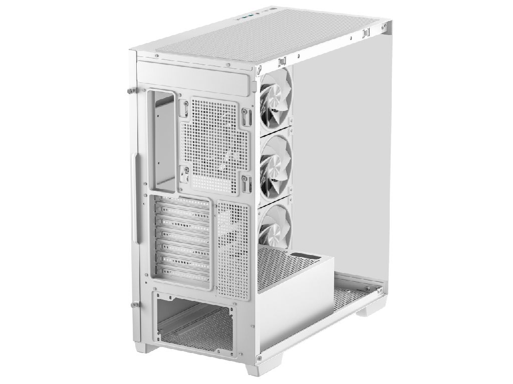 DEEPCOOL ”CG580 4F V2 WH” ATX Case, Picturesque single-chamber panoramic case with 270°view, without PSU, Tool-less, 4x ARGB 120mm PWM fans, Support 360mm radiator, Megnetic dust filters, 33mm for Cable Management, 2x2.5”SSD/2x3.5”HDD, 1xType-C, 2xUSB3.0, 1xAudio, 8.8kg, White - миниатюра 6