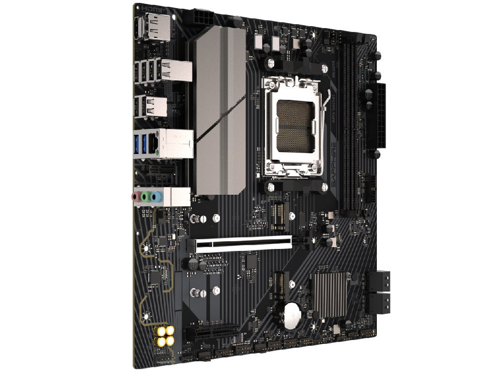 SAPPHIRE B650M-E, Socket AM5, 6+2+1(60A), AMD B650, Dual 2xDDR5-7600, APU AMD graphics, HDMI, DP, 1xPCIe4.0 X16, 4xSATA3, RAID, 2xM.2PCIe 5.0, 1xM.2 E-key for WiFi, 1xPCIeX1, Realtek ALC897 HDA, 1x2.5GbE LAN, 4xUSB3.2, Debug Led, mATX - миниатюра 3