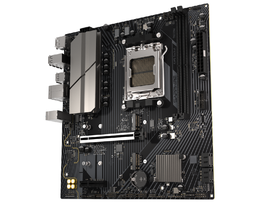 SAPPHIRE B650M-E, Socket AM5, 6+2+1(60A), AMD B650, Dual 2xDDR5-7600, APU AMD graphics, HDMI, DP, 1xPCIe4.0 X16, 4xSATA3, RAID, 2xM.2PCIe 5.0, 1xM.2 E-key for WiFi, 1xPCIeX1, Realtek ALC897 HDA, 1x2.5GbE LAN, 4xUSB3.2, Debug Led, mATX - миниатюра 4