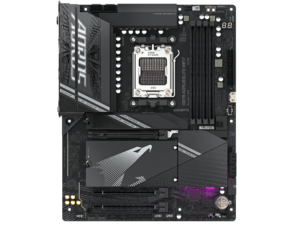 MB AM5 Gigabyte X870 A ELITE WIFI7 ATX Factor de forma a placii de baza ATX Socket AM5 Chipset AMD X870 Tip Memorie DDR5 SDRAM Capacitate max. Totala RAM 256GB Sloturi memorie 4x DIMM Frecven%3Fa memorie 8200 Mhz - миниатюра 2