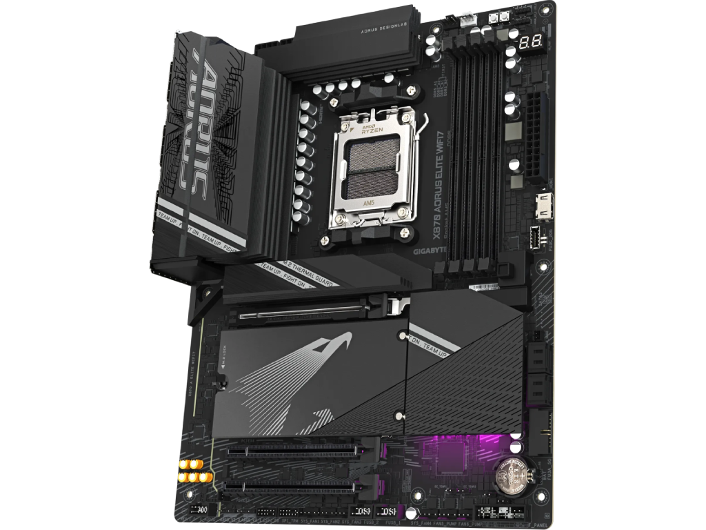 GIGABYTE X870 AORUS ELITE WIFI7, Socket AM5, AMD X870, 20Phases, Dual 4xDDR5-8200, APU AMD graphics, HDMI, 3xPCIe 5.0 X16, 4xSATA3, RAID, 4xM.2 PCIe 5.0, ALC1200 HDA, 2.5GbE LAN, WiFi7/BT, 2xUSB4 USB-C, 1xUSB-C Gen2x2, 2xUSB3.2 Gen2, 6xUSB3.2, RGB Fusion 2.0, ATX - миниатюра 4