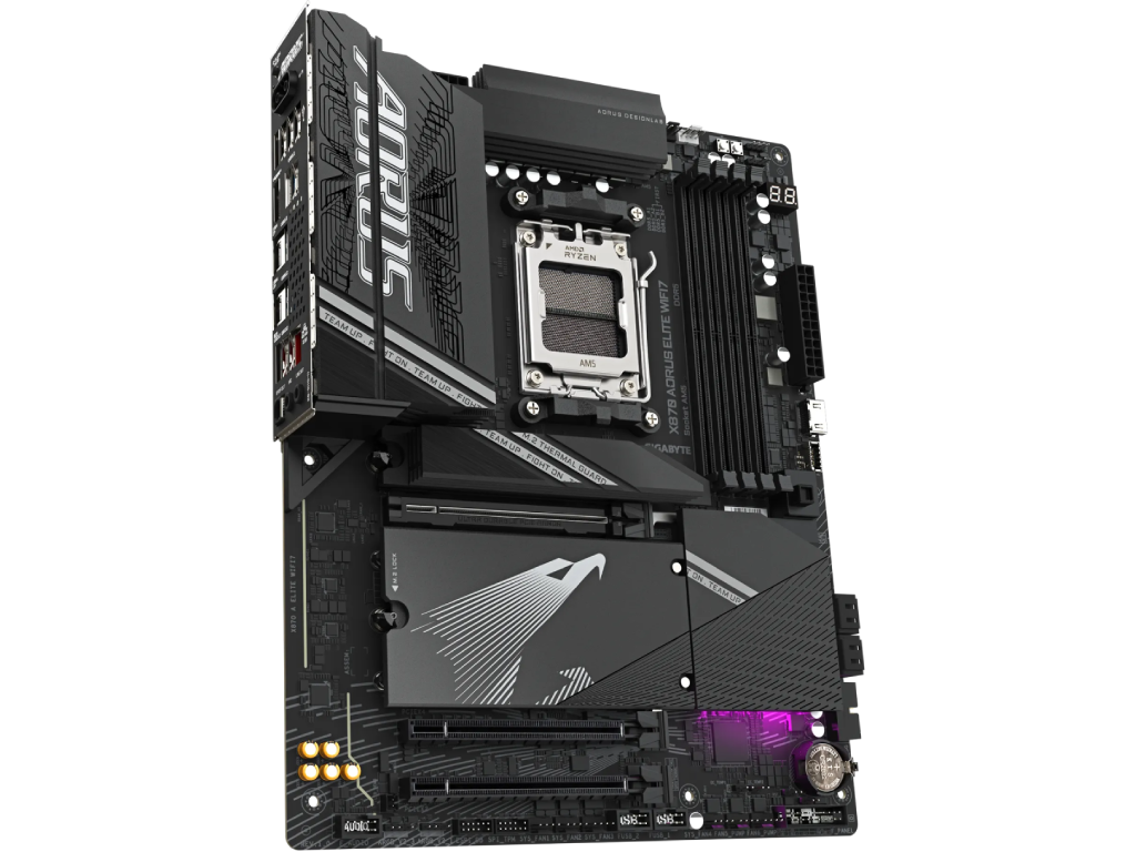 GIGABYTE X870 AORUS ELITE WIFI7, Socket AM5, AMD X870, 20Phases, Dual 4xDDR5-8200, APU AMD graphics, HDMI, 3xPCIe 5.0 X16, 4xSATA3, RAID, 4xM.2 PCIe 5.0, ALC1200 HDA, 2.5GbE LAN, WiFi7/BT, 2xUSB4 USB-C, 1xUSB-C Gen2x2, 2xUSB3.2 Gen2, 6xUSB3.2, RGB Fusion 2.0, ATX - миниатюра 3
