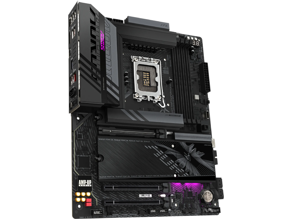 GIGABYTE Z890 AORUS ELITE WIFI7, Socket 1851, 19Phases, Intel® Z890 (Ultra 2 Series CPU), CPU graphics, HDMI, DP, Dual 4xDDR5-9200, 3xPCIe X16 5.0, 4xSATA3, RAID, 4xM.2 5.0, ALC1220/SPDIF, WIFI7/BT, 2.5GbE LAN, 1xTB4, 3xUSB3.2Gen2(1C+2A), 5xUSB3.2, RGB Aura Sync, Black, ATX - миниатюра 3