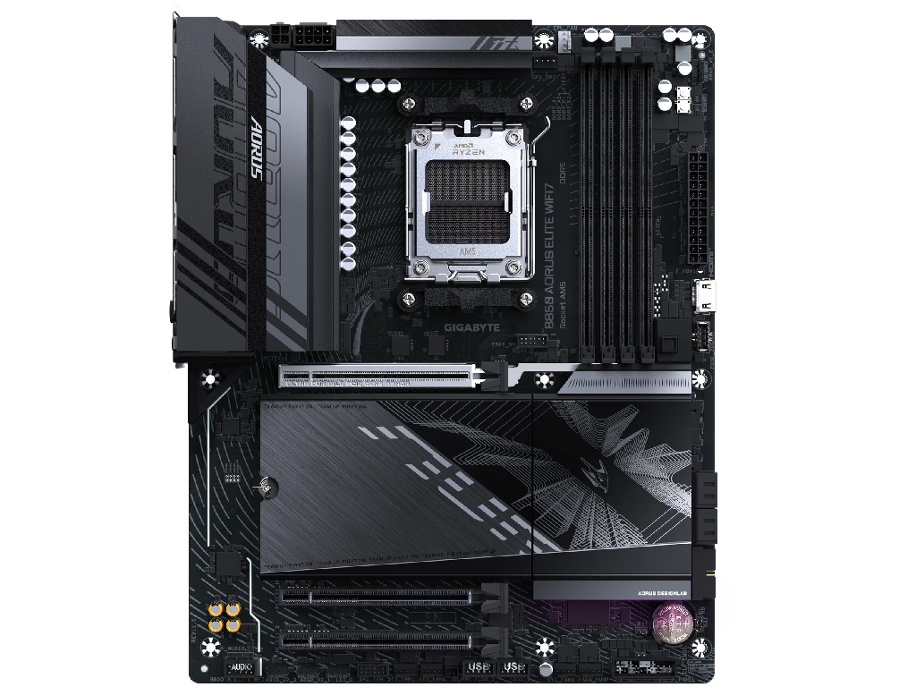 MB AM5 Gigabyte B850 A ELITE WF7 ATX Factor de forma a placii de baza ATX Socket AM5 Chipset AMD B850 Tip Memorie DDR5 SDRAM Capacitate max. Totala RAM 256GB Sloturi memorie 4x DIMM Frecven%3Fa memorie 5200 MHz - миниатюра 2