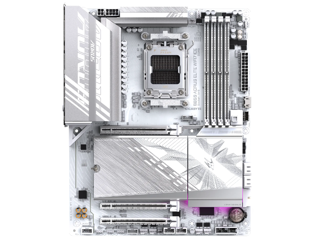 MB AM5 Gigabyte B850 A ELITE WIFI7 ICE ATX Factor de fo Forma A Placii De Baza Atx Socket AM5 Chipset Amd B850 Tip Memorie DDR5 Sdram Capacitate Max Totala RAM 256GB Sloturi Memorie 4X Dimm Frecventa Me - миниатюра 2
