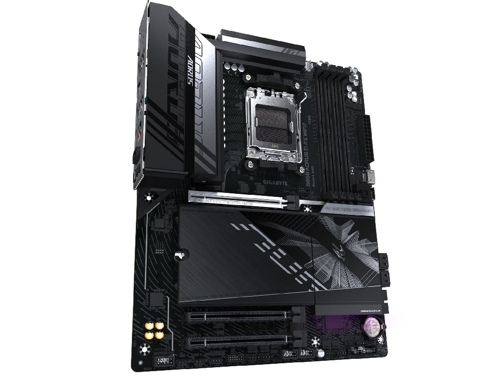 GIGABYTE B850 AORUS ELITE WF7, Socket AM5, 18Phases, AM Amd B850 Dual 4XDDR58200 Apu Amd Graphics Hdmi Dp 3XPCIE50 X16 4XSATA3 Raid 3XM2 Pcie 50 1XPCIE X1 Realtek 71 Hdaspdif 1X25GB E La - миниатюра 3