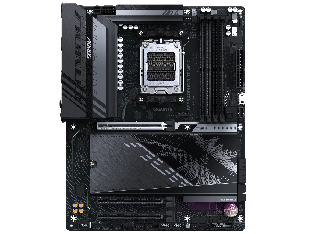 GIGABYTE B850 AORUS ELITE WF7, Socket AM5, 18Phases, AM Amd B850 Dual 4XDDR58200 Apu Amd Graphics Hdmi Dp 3XPCIE50 X16 4XSATA3 Raid 3XM2 Pcie 50 1XPCIE X1 Realtek 71 Hdaspdif 1X25GB E La - миниатюра 2