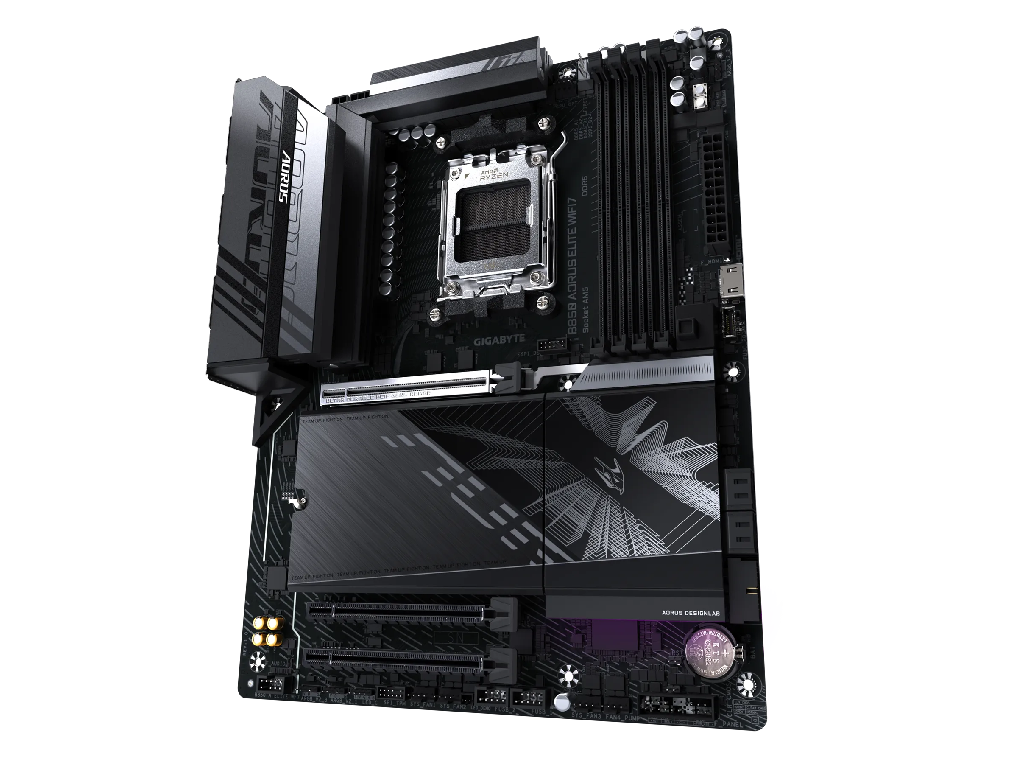 GIGABYTE B850 AORUS ELITE WF7, Socket AM5, 18Phases, AM Amd B850 Dual 4XDDR58200 Apu Amd Graphics Hdmi Dp 3XPCIE50 X16 4XSATA3 Raid 3XM2 Pcie 50 1XPCIE X1 Realtek 71 Hdaspdif 1X25GB E La - миниатюра 4