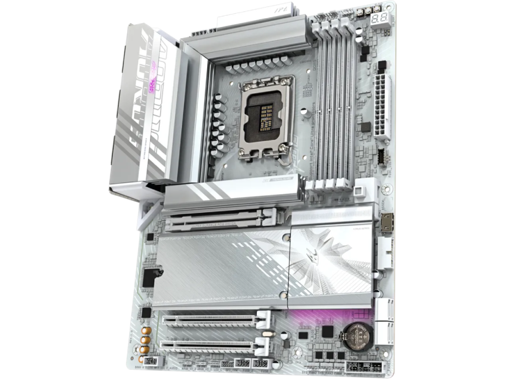 GIGABYTE B860 A ELITE WF7 ICE, Socket 1851, 17Phases, I Intel B860 Ultra 2 Series CPU CPU Graphics Hdmi Dp Dual 4XDDR59200 3XPCIE X16 50 4XSATA3 Raid 3XM2 50 Realtek 71SPDIF 25GB E La - миниатюра 4