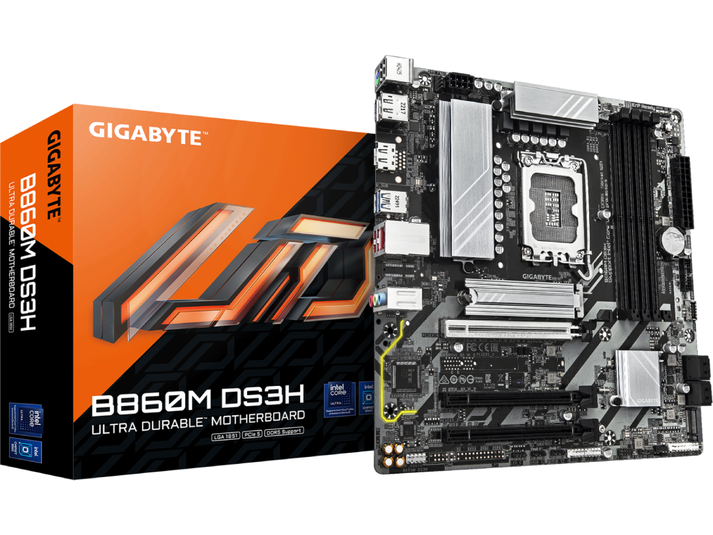 MB S1851 Gigabyte B860M DS3H mATX Factor de forma a pla Placii De Baza Microatx Socket LGA1851 Chipset Intel B860 Tip Memorie DDR5 Sdram Capacitate Max Totala RAM 256GB Sloturi Memorie 4X Dimm Frecventa