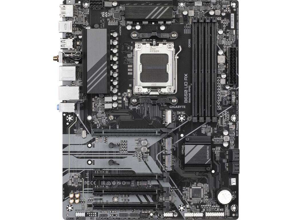 MB AM5 Gigabyte B650 UD AX-Y1 ATX Factor de forma a placii de baza ATX Socket AM5 Chipset AMD B650 Tip Memorie DDR5 SDRAM Capacitate max. Totala RAM 256GB Sloturi memorie 4x DIMM Frecventa memorie 5200 MHz - миниатюра 2