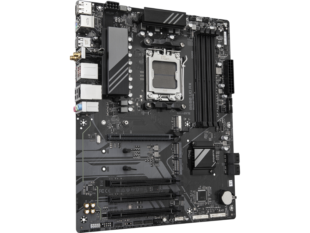MB AM5 Gigabyte B650 UD AX-Y1 ATX Factor de forma a placii de baza ATX Socket AM5 Chipset AMD B650 Tip Memorie DDR5 SDRAM Capacitate max. Totala RAM 256GB Sloturi memorie 4x DIMM Frecventa memorie 5200 MHz - миниатюра 3
