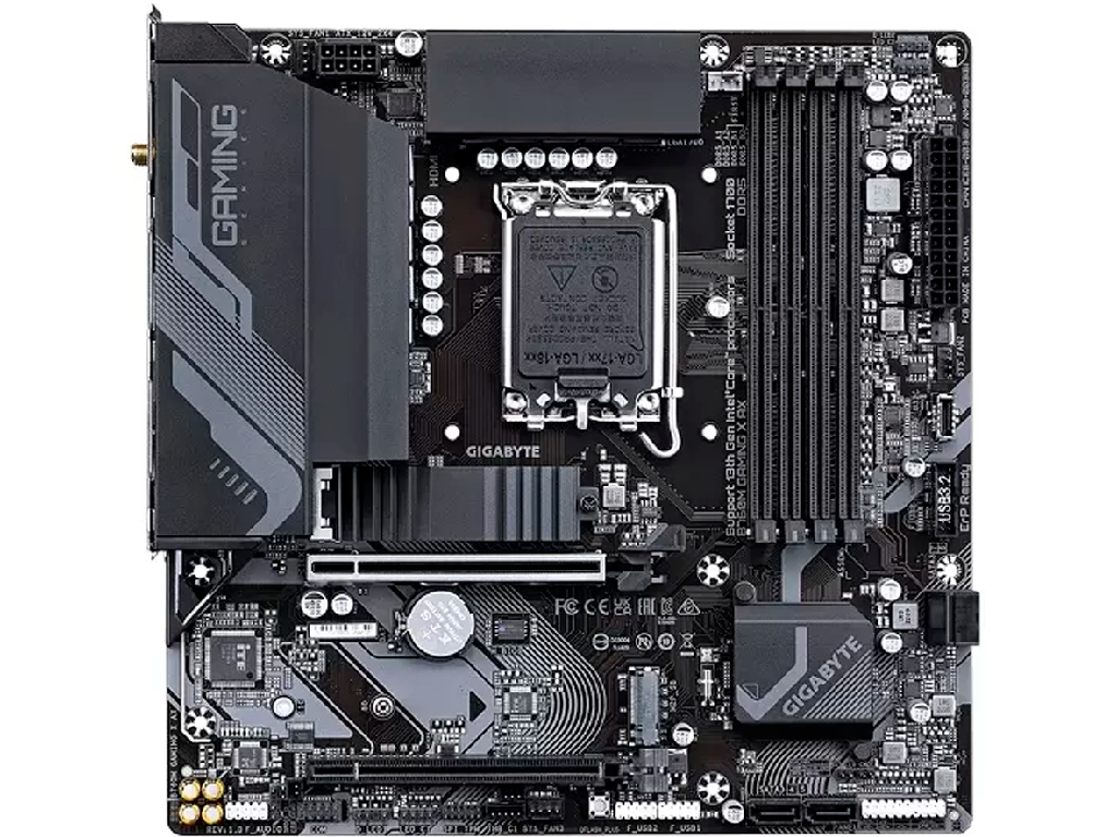 GIGABYTE B760M GAMING X AX, Socket 1700, Intel® B760 (1, 141312TH Gen CPU 10PHASES CPU Igpu Dual 4XDDR57600 Hdmi Dp 2XPCIE X16 4XSATA3 Raid 2XM2 40 ALC897 Hda 71 1X25GB E Lan WIFI6EBT) - миниатюра 2
