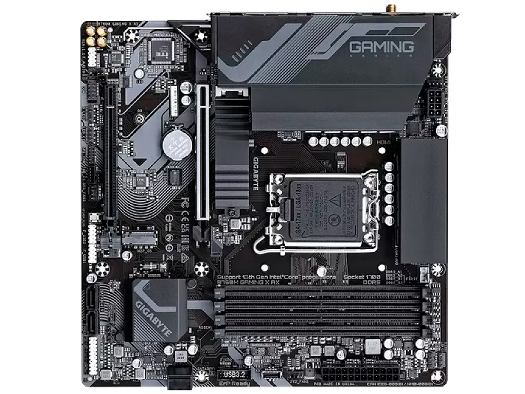 GIGABYTE B760M GAMING X AX, Socket 1700, Intel® B760 (1, 141312TH Gen CPU 10PHASES CPU Igpu Dual 4XDDR57600 Hdmi Dp 2XPCIE X16 4XSATA3 Raid 2XM2 40 ALC897 Hda 71 1X25GB E Lan WIFI6EBT) - миниатюра 4