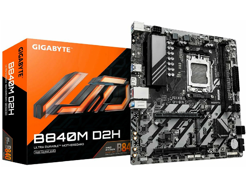 MB AM5 Gigabyte B840M DS3H mATX Factor de forma a placi Placii De Baza Microatx Socket AM5 Chipset Amd B840 Tip Memorie DDR5 Sdram Capacitate Max Totala RAM 256GB Sloturi Memorie 4X Dimm Frecventa Memorie