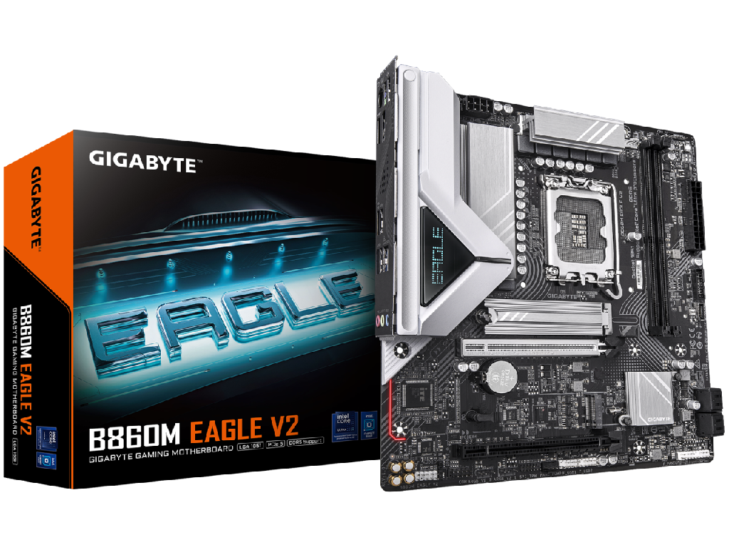 MB S1851 Gigabyte B860M EAGLE V2 mATX Factor de forma a placii de baza Micro-ATX Socket LGA1851 Chipset AMD B860 Tip Memorie DDR5 SDRAM Capacitate max. Totala RAM 128 GB Sloturi memorie 2x DIMM Frecventa memorie 6400 MHz