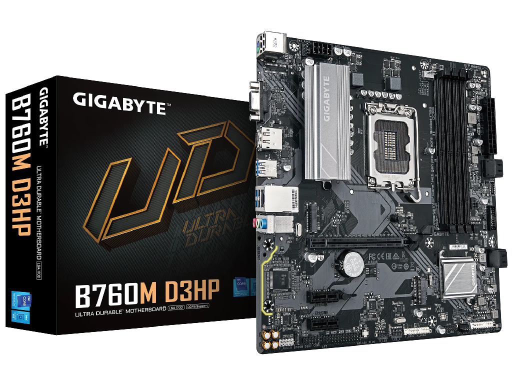 MB S1700 Gigabyte B760M D3HP WIFI6 mATX Factor de forma a placii de baza Micro-ATX Socket LGA1700 Chipset Intel B760 Tip Memorie DDR5 SDRAM Capacitate max. Totala RAM 192GB Sloturi memorie 4x DIMM Frecven%3Fa memorie 5600 MHz