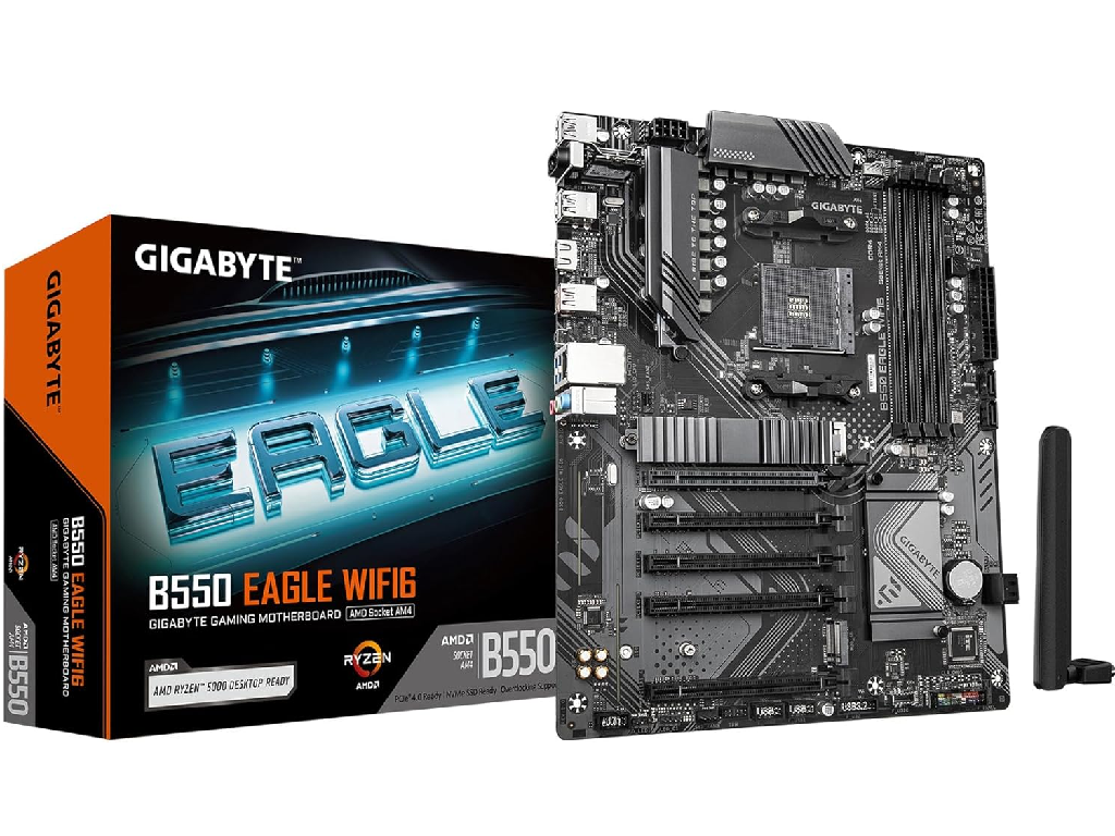 Mb AM4 Gigabyte B550 Eagle Atx Factor De Forma A Placii De Baza Atx Socket AM4 Chipset Amd B550 Tip Memorie DDR4 Sdram Capacitate Max Totala RAM 128 Gb Sloturi Memorie 4X Dimm Frecventa Memorie 3200