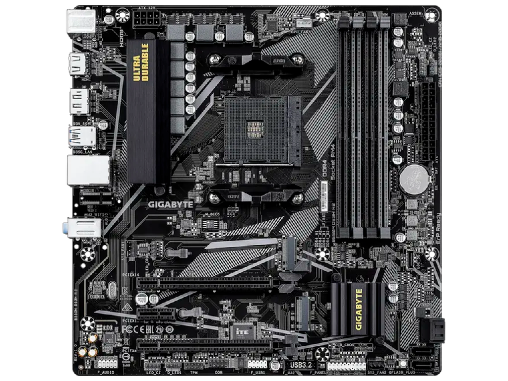 MB AM4 Gigabyte B550M DS3H R2 mATX Factor de forma a pl Placii De Baza Microatx Socket AM4 Chipset Amd B550 Tip Memorie DDR4 Sdram Capacitate Max Totala RAM 128 Gb Sloturi Memorie 4X Dimm Frecventa Mem - миниатюра 2