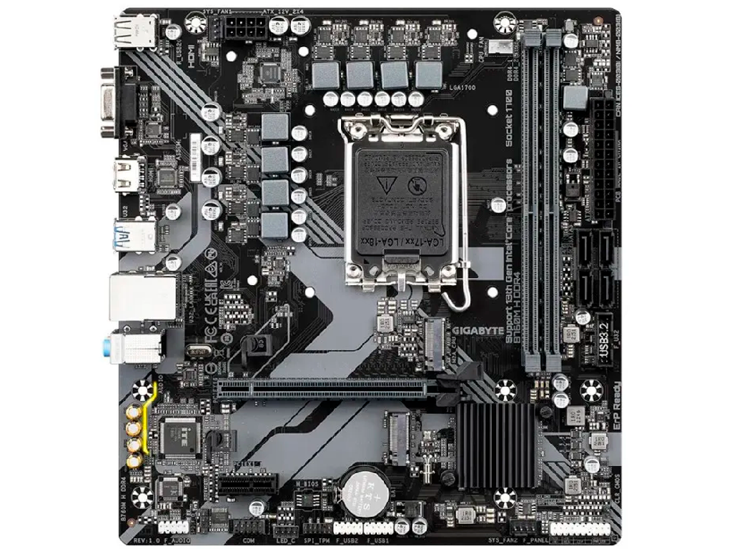 MB S1700 Gigabyte B760M H DDR4 mATX Factor de forma a p Placii De Baza Microatx Socket LGA1700 Chipset Intel B760 Tip Memorie DDR4 Sdram Capacitate Max Totala RAM 64GB Sloturi Memorie 2X Dimm Frecven - миниатюра 2