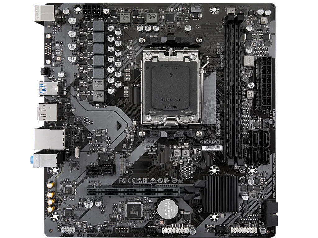 GIGABYTE A620M H, Socket AM5, AMD A620, Dual 2xDDR5-6400, 1xHDMI, 1xDP, 1xPCIe X16 4.0, 4xSATA3, RAID, 1xM.2PCIe 4.0, 1xPCIeX1, Realtek ALC887, 1xGbE LAN, 4xUSB2.0, 2x USB 3.0, mATX - миниатюра 2
