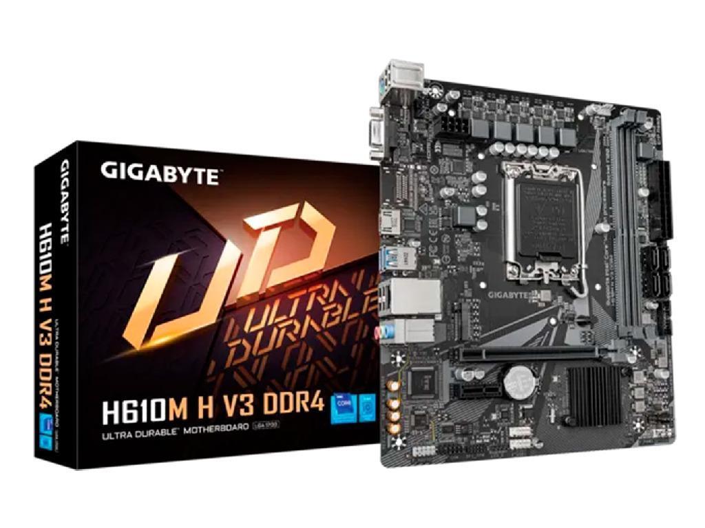 MB S1700 Gigabyte H610M H V3 DDR4 mATX Factor de forma a placii de baza Micro-ATX Socket LGA1700 Chipset Intel H610 Tip Memorie DDR4 SDRAM Capacitate max. Totala RAM 64GB Sloturi memorie 2x DIMM Frecven%3Fa memorie 3200 MHz
