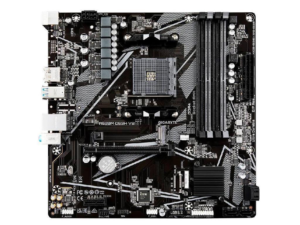 MB AM4 Gigabyte A520M DS3H V2 mATX Factor de forma a pl Placii De Baza Microatx Socket AM4 Chipset Amd A520 Tip Memorie DDR4 Sdram Capacitate Max Totala RAM 128 Gb Sloturi Memorie 4X Dimm Frecven - миниатюра 2
