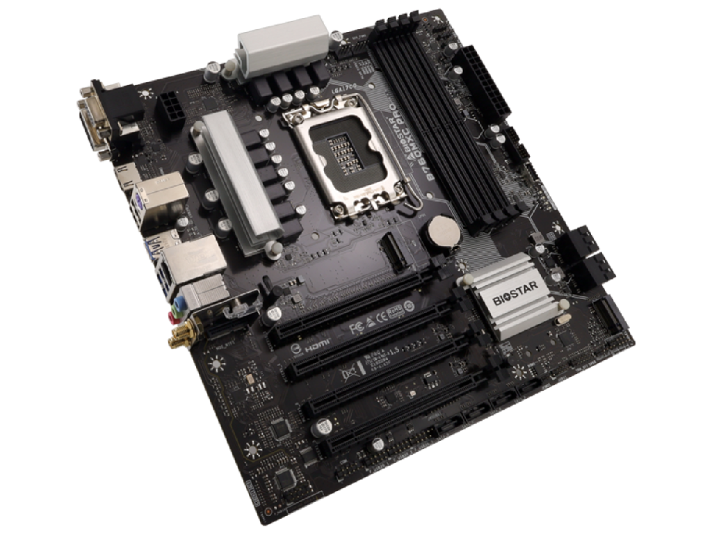 BIOSTAR B760MXC PRO, Socket 1700, Intel® B760 (14/13/12th Gen CPU), CPU graphics, VGA, DVI, HDMI, Dual 4xDDR5-6000, 4xPCIe X16 4.0, 8xSATA3, 2xM.2 4.0, RAID, 1xM.2 E-key for Wi-Fi, ALC897 7.1 HDA, 2.5GbE LAN, 1xUSB-C 3.2 Gen2, 5xUSB 3.2, VIVID LED DJ RGB, mATX - миниатюра 3
