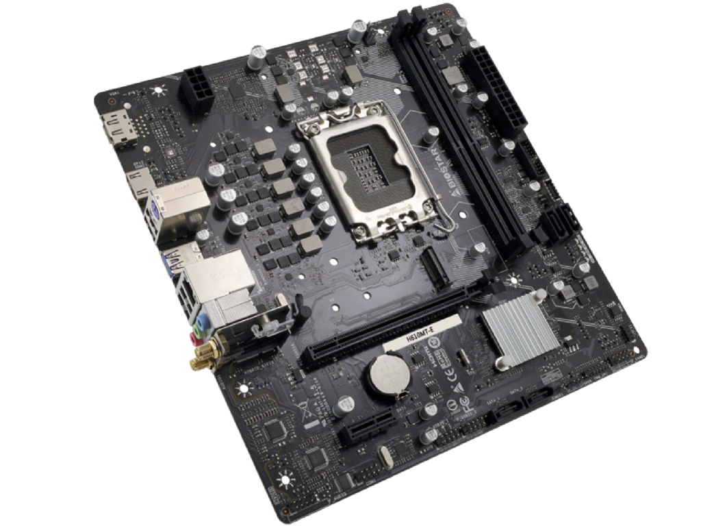 BIOSTAR H610MT-E, Socket 1700, Intel® H610 (14/13/12th Gen CPU), 8Phases, CPU graphics, HDMI, DP, Dual 2xDDR4-3200, 1xPCIe X16 4.0, 4xSATA3, 1xPCIe X1, 1xM.2, 1 x M.2 (E Key) for WiFi, ALC897 HDA, 1xGbE LAN, 1xUSB-C Gen2 header, 3xUSB3.2, mATX - миниатюра 3