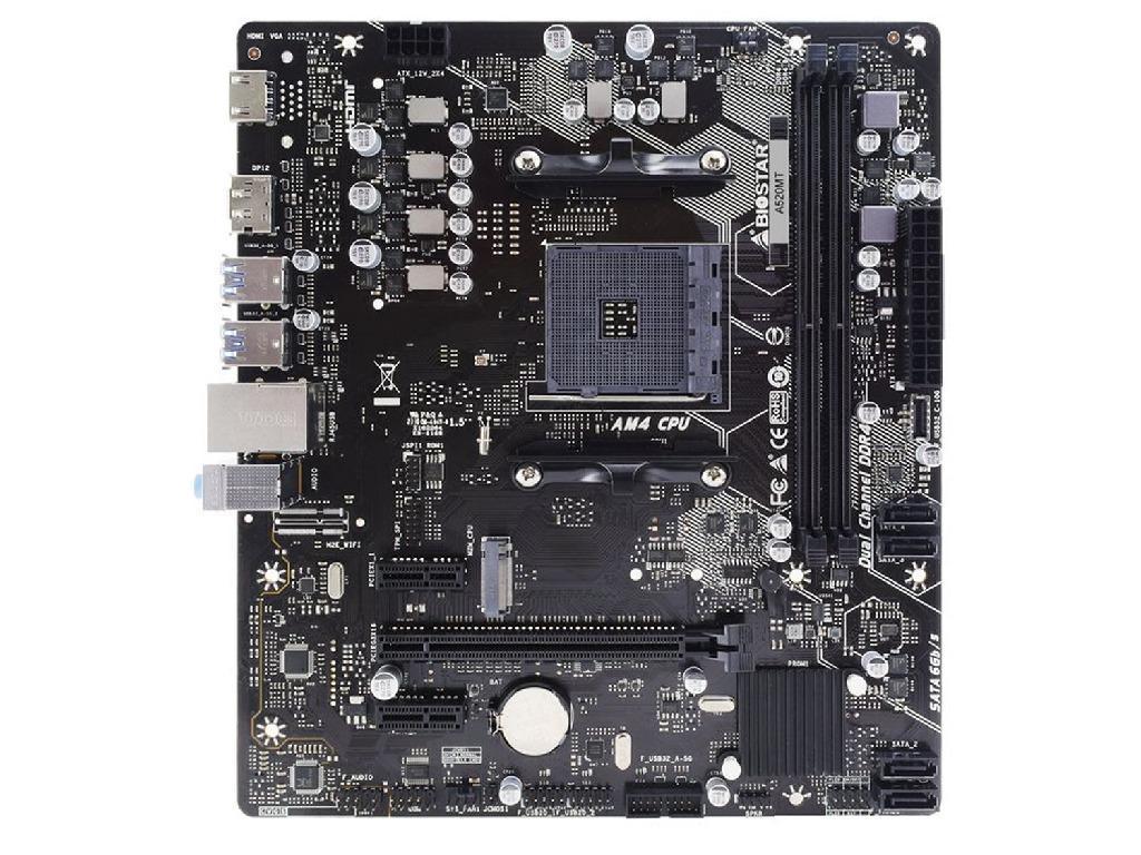 BIOSTAR A520MT, Socket AM4, AMD A520, Dual 2xDDR4-4933, APU AMD graphics, HDMI, DP, 1xPCIe 3.0 X16, 4xSATA3, RAID, 1xM.2 Slot, 2xPCIe 3.0 X1, ALC897 HDA, GbE LAN, 1xUSB-C 3.2 Gen2 header, 4xUSB3.2, mATX - миниатюра 2