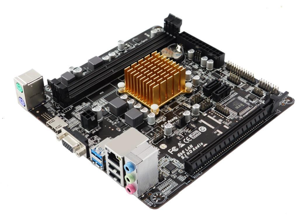 BIOSTAR A68N-2100K, MB + CPU onboard Dual-core AMD E1-6010 1.35GHz, 2xDDR3-1600, AMD Radeon R2 Graphics, support HDCP, VGA, HDMI, 1x PCI-Ex16, 2xSATA3, COM+LPT headers, ALC887 7.1-Ch HDA, 1xGbE LAN, 2xUSB3.2 Gen1, 2xUSB 2.0, mini-ITX - миниатюра 2