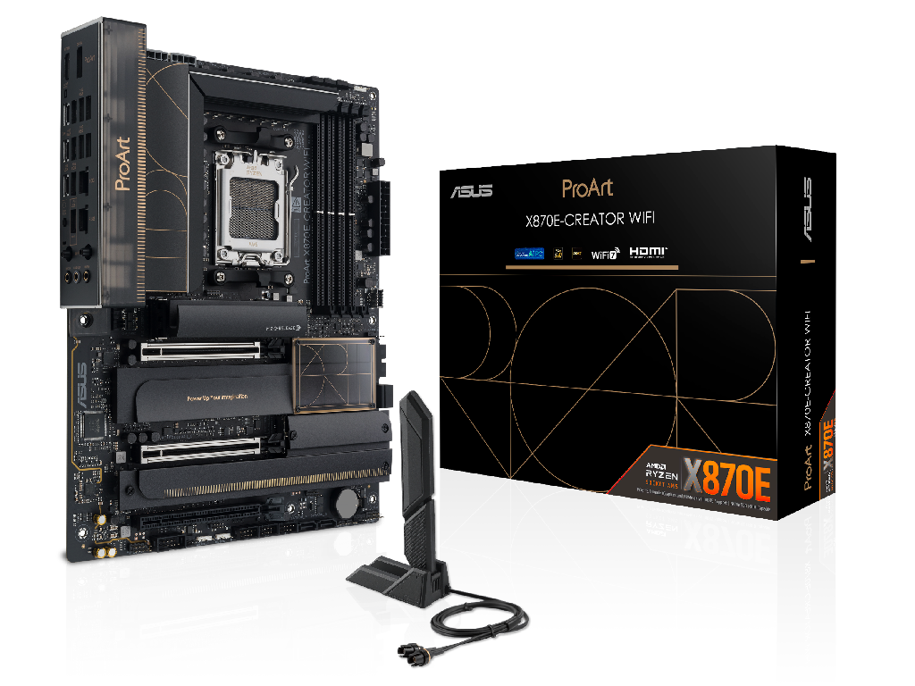 MB AM5 Asus ProArt X870E-CREATOR WIFI ATX Factor de forma a placii de baza ATX Socket AM5 Chipset AMD X870E Tip Memorie DDR5 SDRAM Capacitate max. Totala RAM 256GB Sloturi memorie 4x DIMM Frecventa memorie 4400 MHz