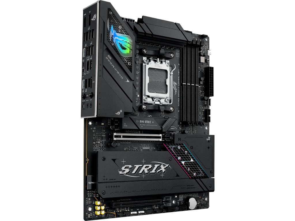 ASUS ROG STRIX B850-F GAMING WIFI AMD B850, AM5, Dual DDR5 8000+MHz, 2xPCIe 5.0 x16 slot, HDMI/DisplayPort, USB Type-C, SATA PCIe RAID, 2xM.2 PCIe 5.0 x4, M.2 PCIe 4.0 x4, Wi-Fi 7 802.11be BT 5,4, 2.5Gb Ethernet, Aura (placa de baza/материнская плата) - миниатюра 2