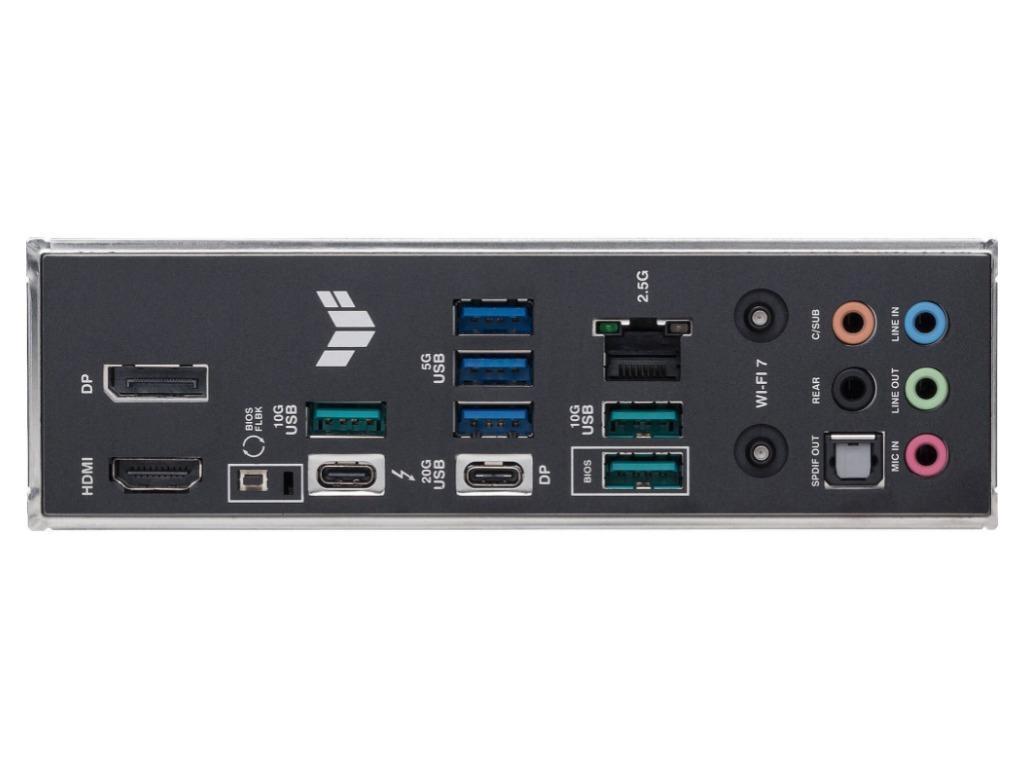ASUS TUF GAMING Z890-PLUS WIFI Intel Z890, LGA1851, Dual DDR5 9066+ MHz, PCIe 5.0 x16, PCIe 4.0 x16, DP/HDMI/Thunderbolt4 video/USB Type-C video, PCIe RAID,SATA RAID, M.2 PCIe 5.0 x4, 3xM.2 slots PCIe 4.0 x4, SB 8-Ch., Wi-Fi 7 802.11be BT5.4, 2.5Gb Ether - миниатюра 8