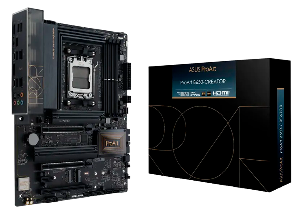 MB AM5 Asus ProArt B650-CREATOR ATX Factor de forma a placii de baza ATX Socket AM5 Chipset AMD B650 Tip Memorie DDR5 SDRAM Capacitate max. Totala RAM 192GB Sloturi memorie 4x DIMM Frecven%3Fa memorie 5200 MHz