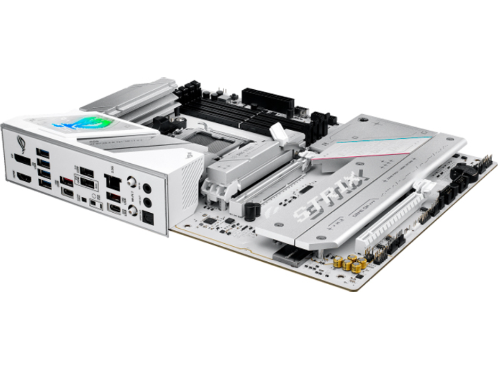 ASUS ROG STRIX B850-A GAMING WIFI, Socket AM5, AMD B850, 18Phases, Dual 4xDDR5-8000, APU AMD graphics, HDMI, DP, 2xPCIe 5.0 X16, 2xSATA3, RAID, 4xM.2 PCIe 5.0, 2xPCIe x1, ALC4080 HDA /SPDIF, 2.5GbE LAN, WiFi7/BT, 1xUSB-C Gen2x2, 4xUSB3.2 Gen2(2C+2A), 4xUSB3.2, Aura Sync RGB 2.0, ATX, White - миниатюра 8