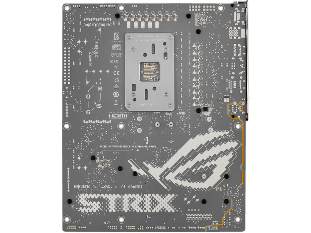 ASUS ROG STRIX B850-A GAMING WIFI, Socket AM5, AMD B850, 18Phases, Dual 4xDDR5-8000, APU AMD graphics, HDMI, DP, 2xPCIe 5.0 X16, 2xSATA3, RAID, 4xM.2 PCIe 5.0, 2xPCIe x1, ALC4080 HDA /SPDIF, 2.5GbE LAN, WiFi7/BT, 1xUSB-C Gen2x2, 4xUSB3.2 Gen2(2C+2A), 4xUSB3.2, Aura Sync RGB 2.0, ATX, White - миниатюра 10