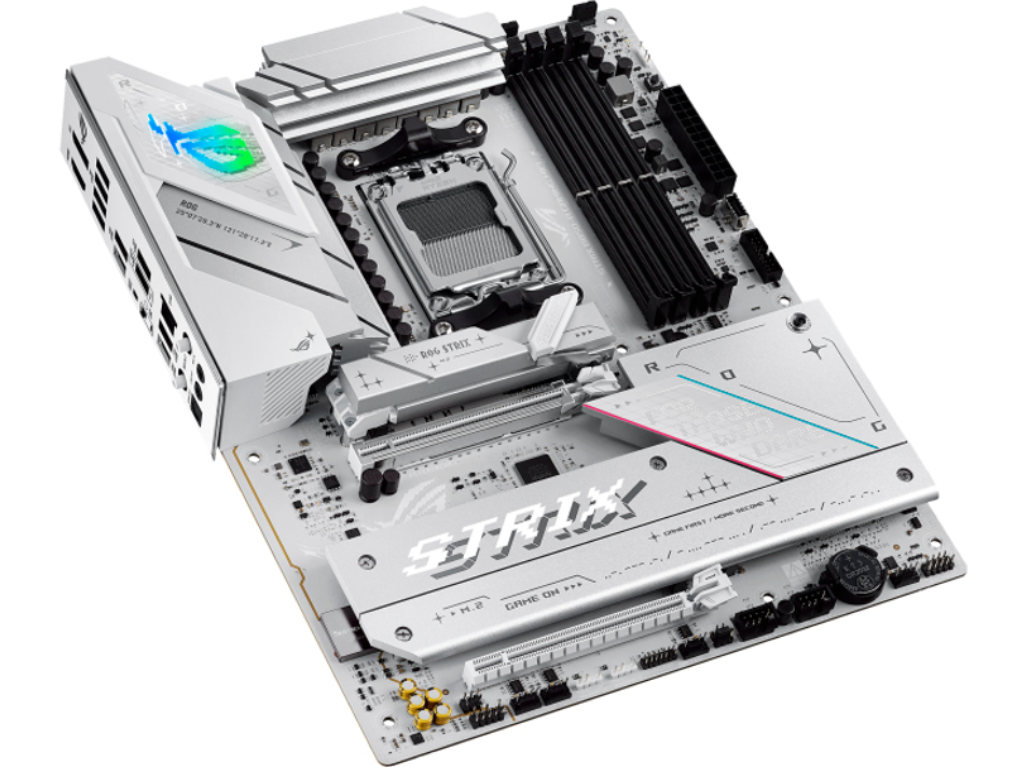 ASUS ROG STRIX B850-A GAMING WIFI, Socket AM5, AMD B850, 18Phases, Dual 4xDDR5-8000, APU AMD graphics, HDMI, DP, 2xPCIe 5.0 X16, 2xSATA3, RAID, 4xM.2 PCIe 5.0, 2xPCIe x1, ALC4080 HDA /SPDIF, 2.5GbE LAN, WiFi7/BT, 1xUSB-C Gen2x2, 4xUSB3.2 Gen2(2C+2A), 4xUSB3.2, Aura Sync RGB 2.0, ATX, White - миниатюра 7