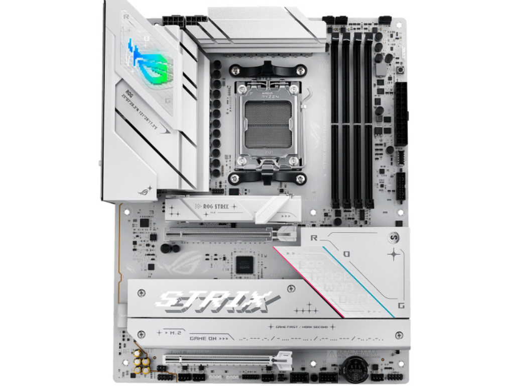 ASUS ROG STRIX B850-A GAMING WIFI, Socket AM5, AMD B850, 18Phases, Dual 4xDDR5-8000, APU AMD graphics, HDMI, DP, 2xPCIe 5.0 X16, 2xSATA3, RAID, 4xM.2 PCIe 5.0, 2xPCIe x1, ALC4080 HDA /SPDIF, 2.5GbE LAN, WiFi7/BT, 1xUSB-C Gen2x2, 4xUSB3.2 Gen2(2C+2A), 4xUSB3.2, Aura Sync RGB 2.0, ATX, White - миниатюра 2