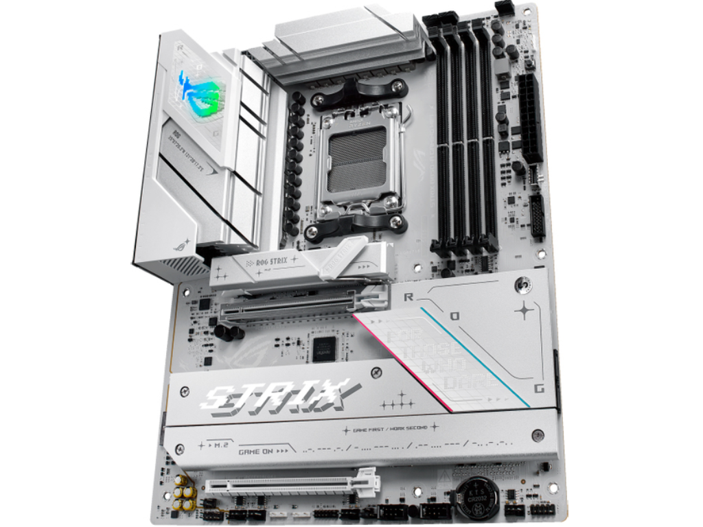 ASUS ROG STRIX B850-A GAMING WIFI, Socket AM5, AMD B850, 18Phases, Dual 4xDDR5-8000, APU AMD graphics, HDMI, DP, 2xPCIe 5.0 X16, 2xSATA3, RAID, 4xM.2 PCIe 5.0, 2xPCIe x1, ALC4080 HDA /SPDIF, 2.5GbE LAN, WiFi7/BT, 1xUSB-C Gen2x2, 4xUSB3.2 Gen2(2C+2A), 4xUSB3.2, Aura Sync RGB 2.0, ATX, White - миниатюра 5