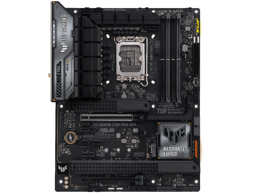 ASUS TUF GAMING Z790-PLUS WIFI, Socket 1700, 17Phases, Intel® Z790 (13/12th Gen CPU), CPU graphics, HDMI, DP, Dual 4xDDR5-7200, 2xPCIe x16 5.0, 4xSATA3, RAID, 4xM.2 4.0, 2xPCIe x1, 1xPCIe x4, Realtek S1220A, 2.5GbE LAN, WiFi6E/BT, 1xUSB-C 3.2Gen2x2, 4xUSB 3.2Gen2(A+C), 6xUSB3.2, Aura Sync RGB, ATX - миниатюра 2
