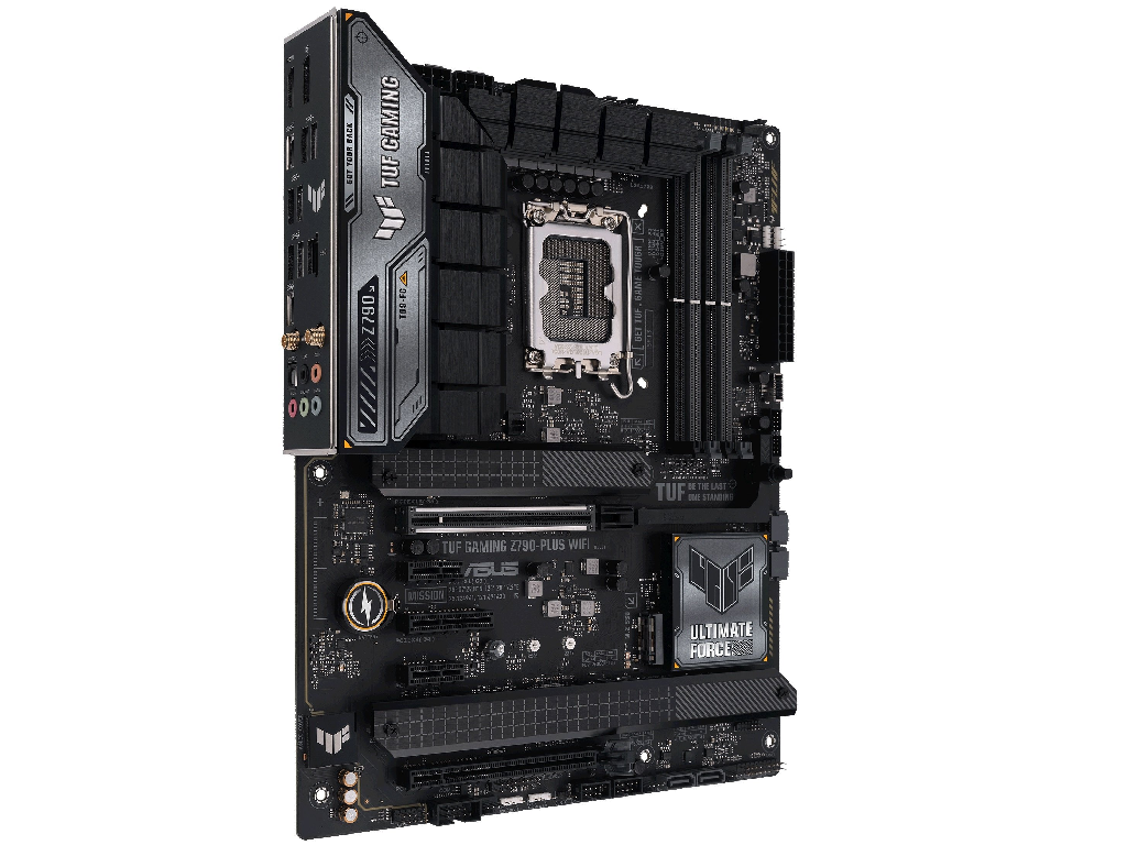 ASUS TUF GAMING Z790-PLUS WIFI, Socket 1700, 17Phases, Intel® Z790 (13/12th Gen CPU), CPU graphics, HDMI, DP, Dual 4xDDR5-7200, 2xPCIe x16 5.0, 4xSATA3, RAID, 4xM.2 4.0, 2xPCIe x1, 1xPCIe x4, Realtek S1220A, 2.5GbE LAN, WiFi6E/BT, 1xUSB-C 3.2Gen2x2, 4xUSB 3.2Gen2(A+C), 6xUSB3.2, Aura Sync RGB, ATX - миниатюра 3