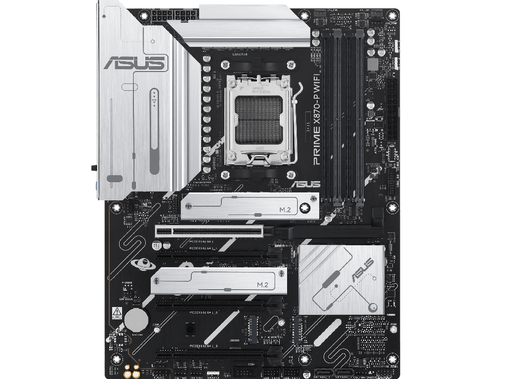 ASUS PRIME X870-P WIFI, Socket AM5, AMD X870, 17Phases, Dual 4xDDR5-8000, APU AMD graphics, HDMI, 4xPCIe 5.0 X16, 2xSATA3, RAID, 4xM.2 PCIe 5.0, Realtek 7.1 HDA, 2.5GbE LAN, WiFI7/BT, 2xUSB4, 2xUSB3.2 Gen2 (1C+1A), 5xUSB3.2, Aura Sync RGB 2.0, 5X Pro III, ATX - миниатюра 2