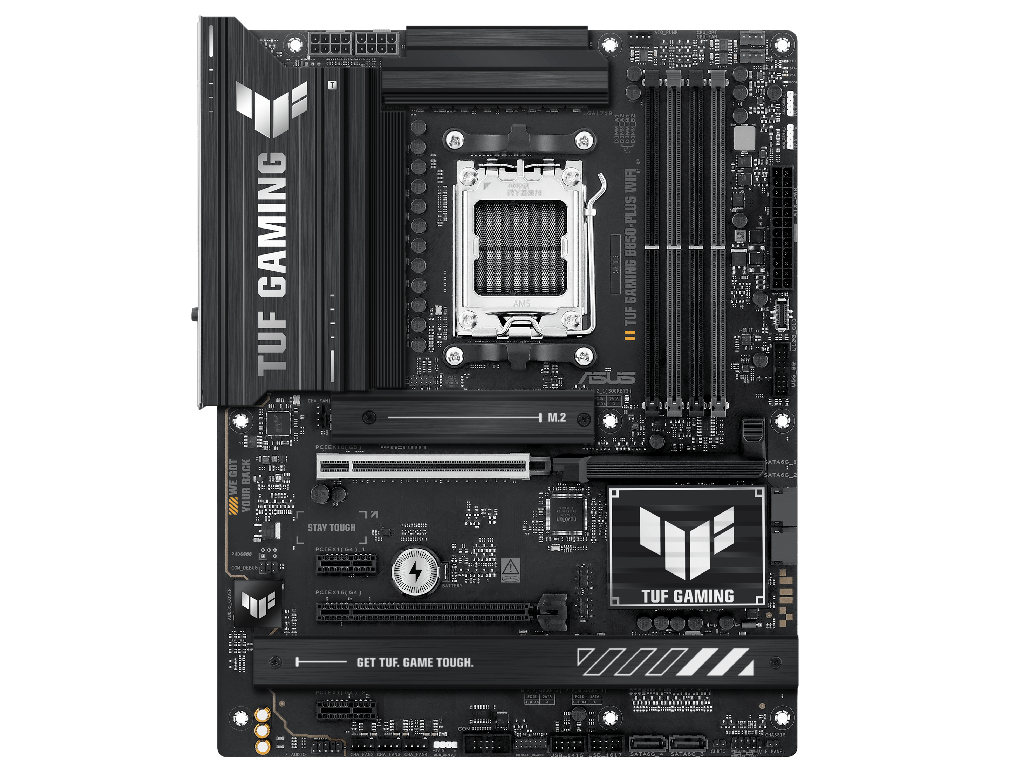 ASUS TUF GAMING B850-PLUS WIFI, Socket AM5, AMD B850, 17Phases, Dual 4xDDR5-8000, APU AMD graphics, HDMI, DP, 2xPCIe 5.0 X16, 4xSATA3, RAID, 3xM.2 PCIe 5.0, 2xPCIe x1, ALC S1220P HDA, 2.5GbE LAN, WiFi7/BT, 1xUSB-C Gen2x2, 4xUSB3.2 Gen2(1C+3A), 6xUSB3.2, Aura Sync RGB 2.0, ATX - миниатюра 2