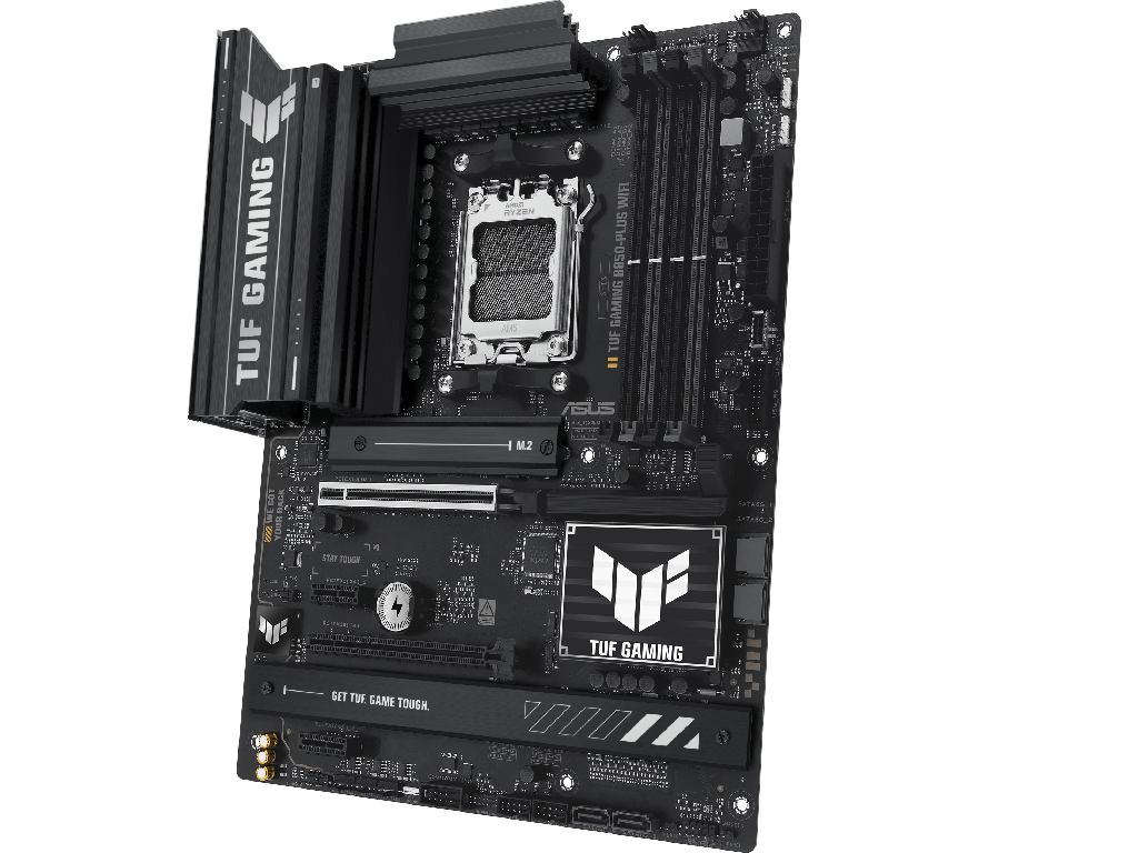 ASUS TUF GAMING B850-PLUS WIFI, Socket AM5, AMD B850, 17Phases, Dual 4xDDR5-8000, APU AMD graphics, HDMI, DP, 2xPCIe 5.0 X16, 4xSATA3, RAID, 3xM.2 PCIe 5.0, 2xPCIe x1, ALC S1220P HDA, 2.5GbE LAN, WiFi7/BT, 1xUSB-C Gen2x2, 4xUSB3.2 Gen2(1C+3A), 6xUSB3.2, Aura Sync RGB 2.0, ATX - миниатюра 4